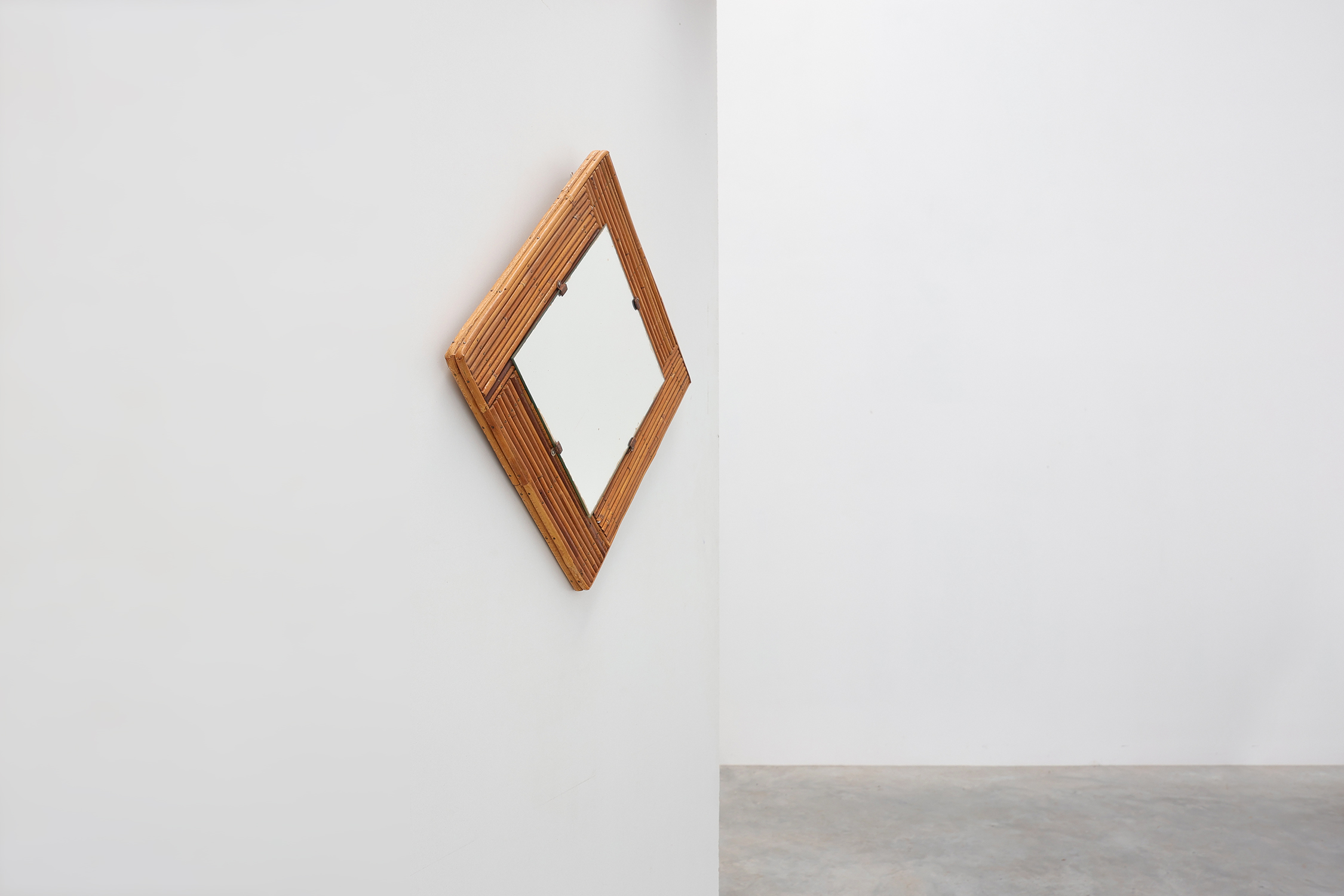 Mid century Square rattan mirror, France, 1960sthumbnail